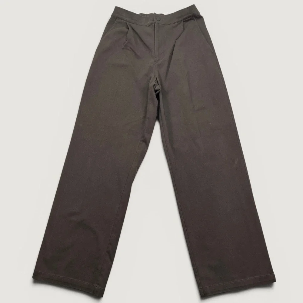 Alo Yoga Women's Wide Leg Trouser Pants Espresso Brown Elastic Back Waist 30x31